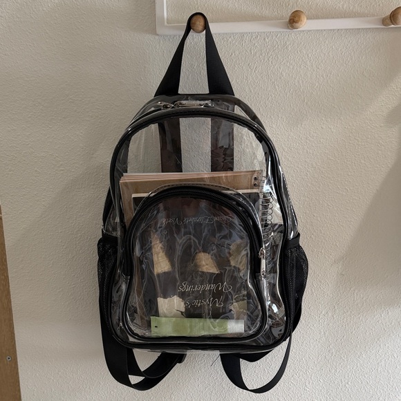 Handbags - Clear Black PVC Backpack with Front Pocket